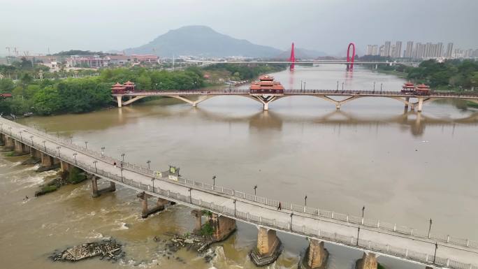 航拍福建漳州九龙江南山桥