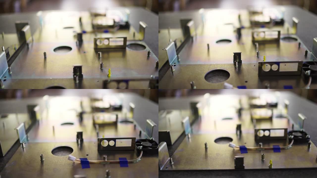 车间实验室空白金属部件的滑块拍摄