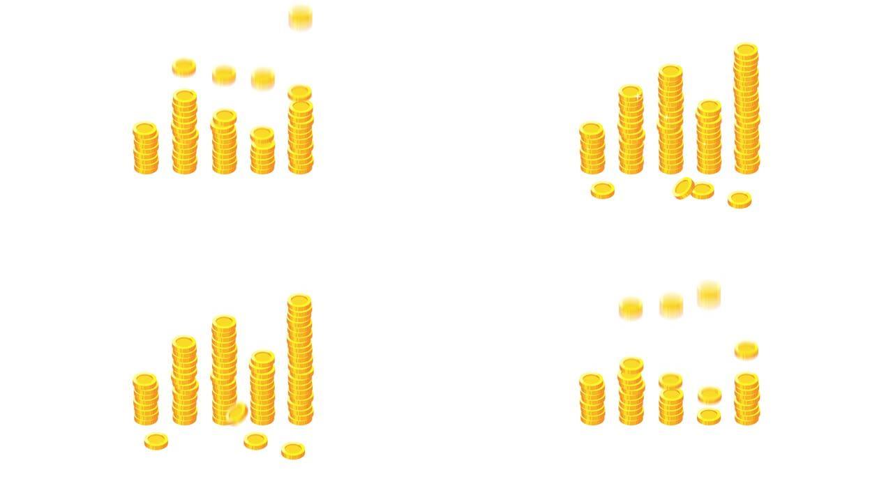 金币堆叠排列为商业图选项三。阿尔法通道