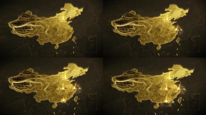 金色抽象流动粒子地图