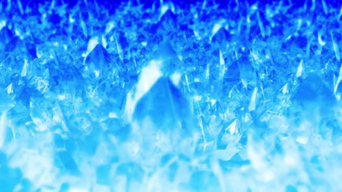 冰山的特写视图。摘要冬季冰背景。冰块。冷雪。浅蓝色。碎冰的3D动画。循环动画。