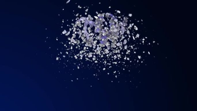 几个圆球的破裂和破裂-爆炸细菌-爆炸原子核-彩色爆炸动画，可循环-循环4k爆炸球-3D球臂-蓝色背景