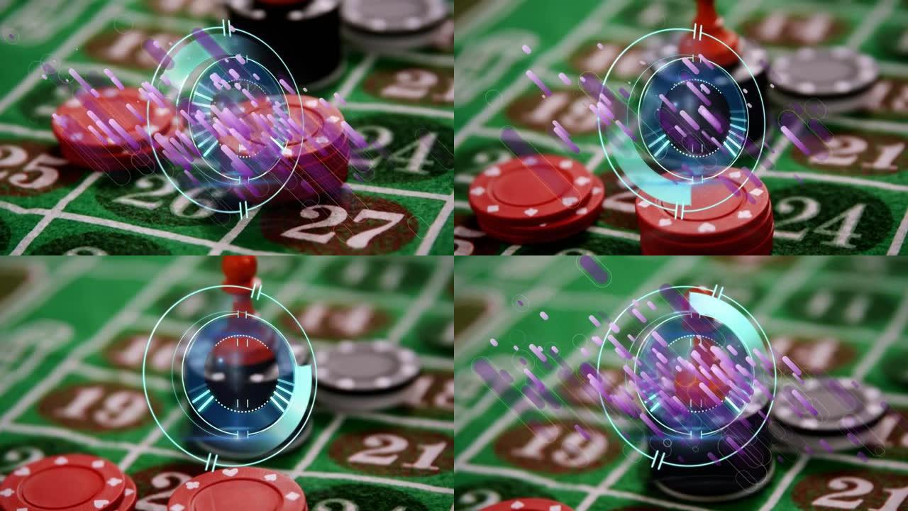 赌场赌博板上的范围扫描动画