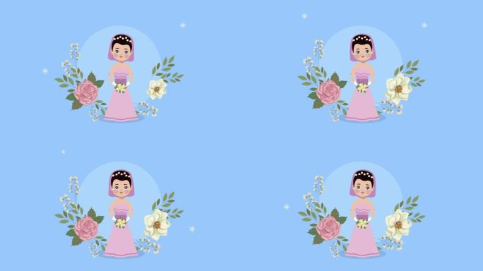 花框中的婚礼美丽妻子