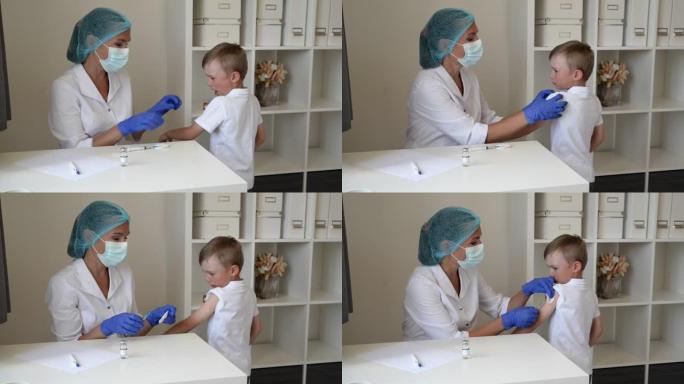 当医生给冠状病毒注射时，孩子哭了，表明接种疫苗对他来说是不愉快和痛苦的。