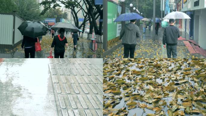 城市雨中街景实拍升格