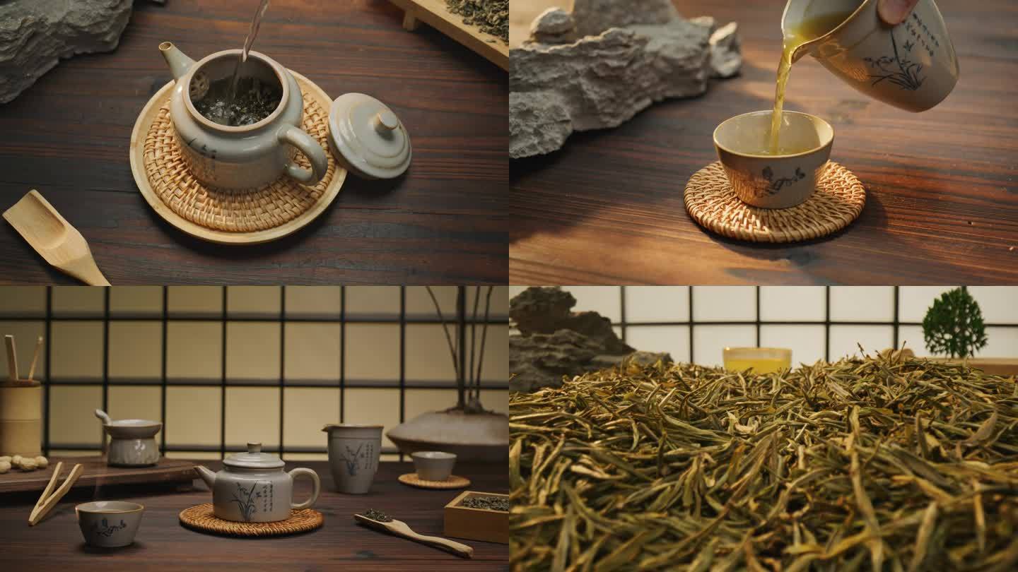 4K茶叶茶山泡茶景观茶具红茶绿茶沏茶