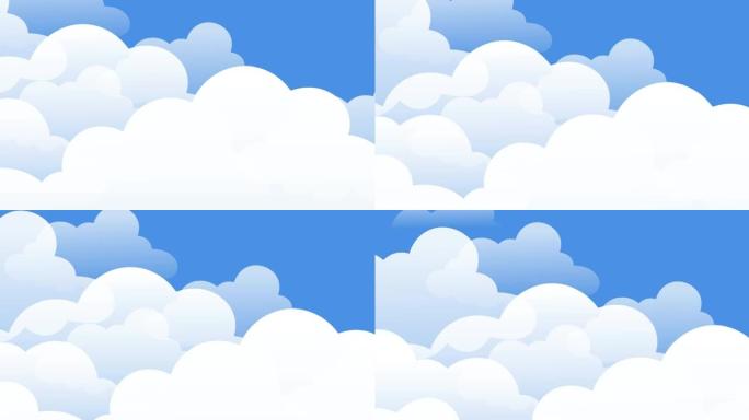 蓝天上多片白云的动画，有复制空间背景