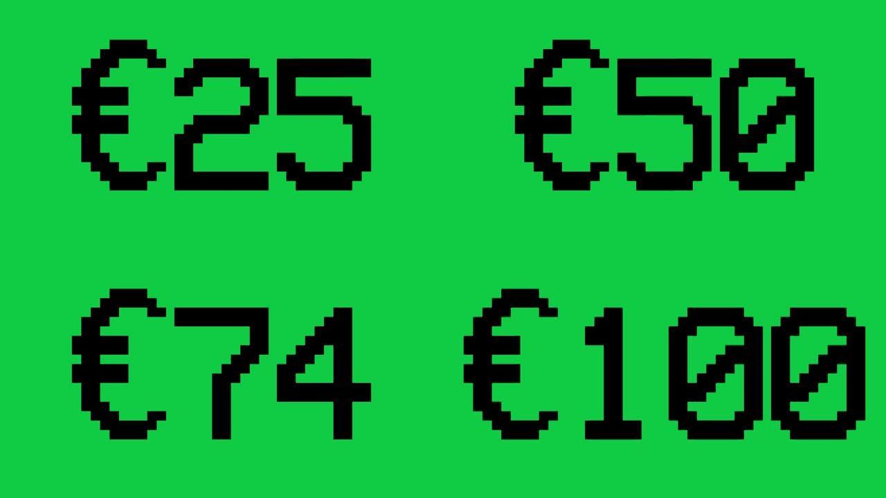 欧元从0上升到100-数字计数器数字0-100-以百分比加载进度条-0-100 €-从100增加到0