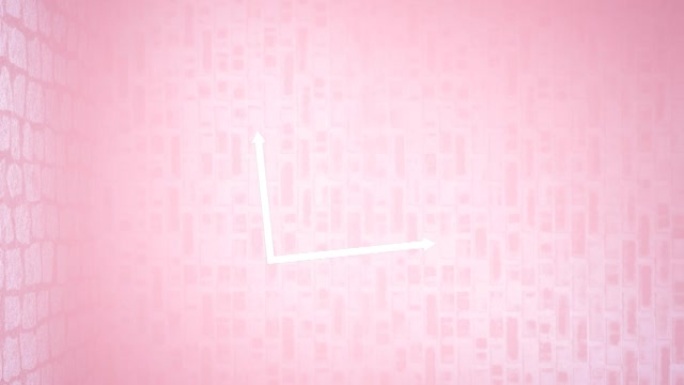 粉红色背景上带有箭头轴的简单白色条形图图标的动画