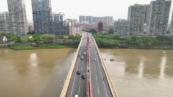 航拍福建漳州九龙江战备大桥