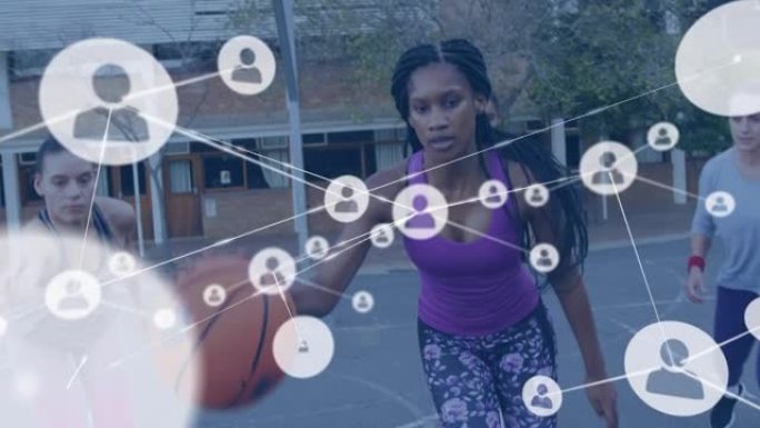 篮球运动员连接网络的动画