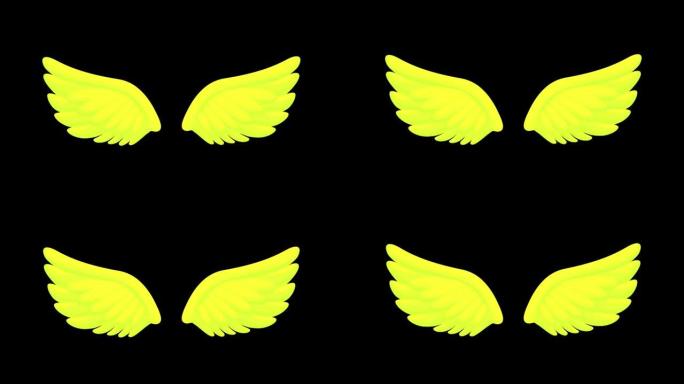 黑色背景上的动画翅膀。