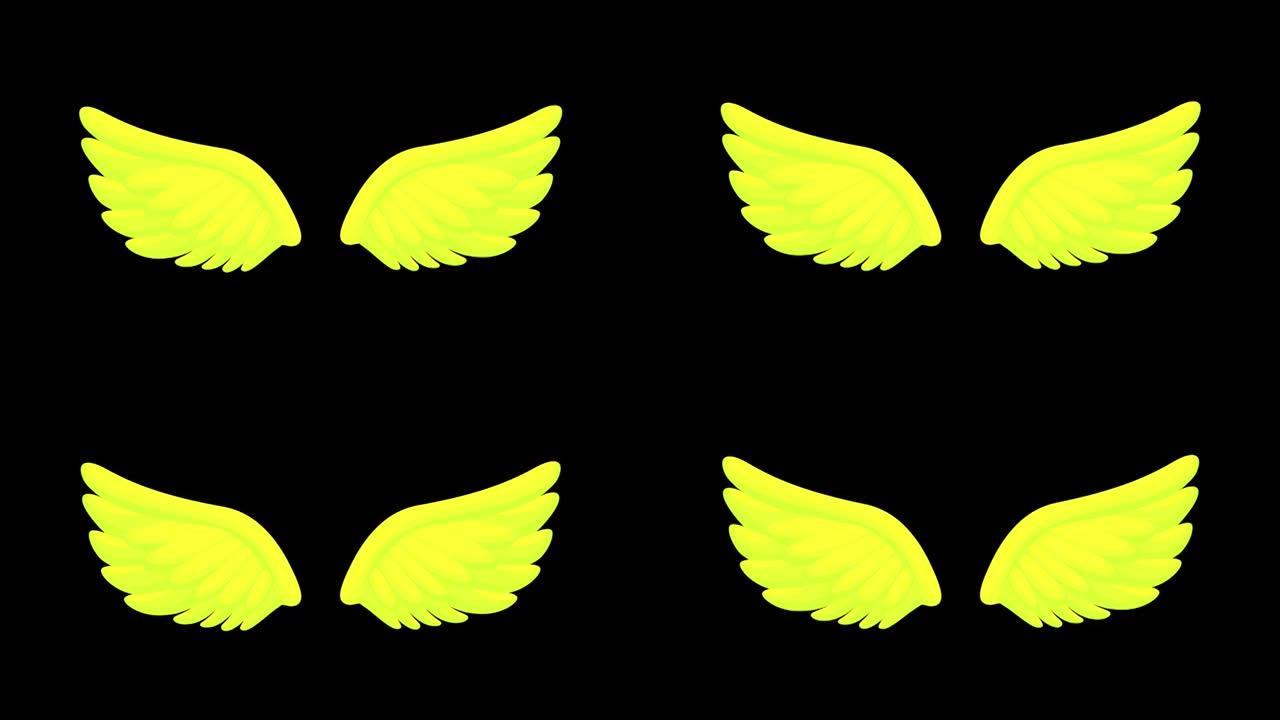 黑色背景上的动画翅膀。