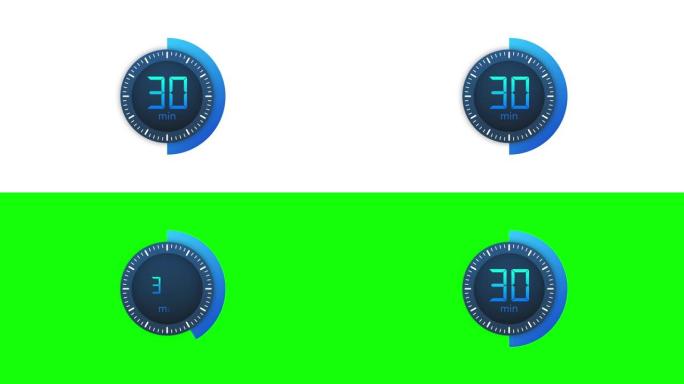 30分钟计时器。平面样式的秒表图标。运动图形。