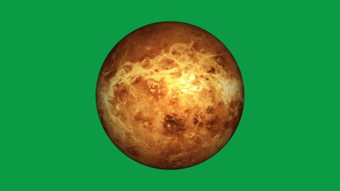 金星行星在绿屏中旋转。循环视频