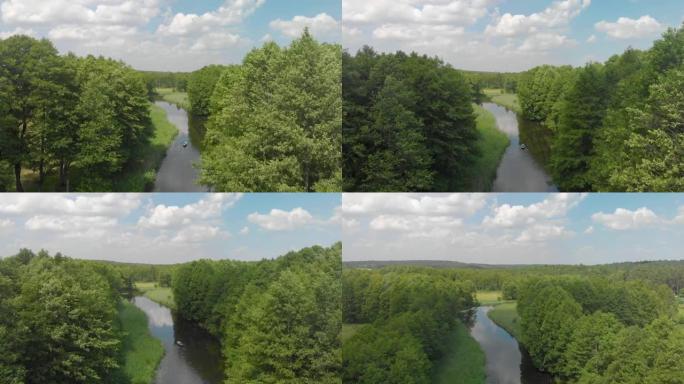 美丽的风景，蜿蜒的小河 (空中拍摄)