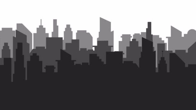 现代城市剪影的动画。城市景观。4K。