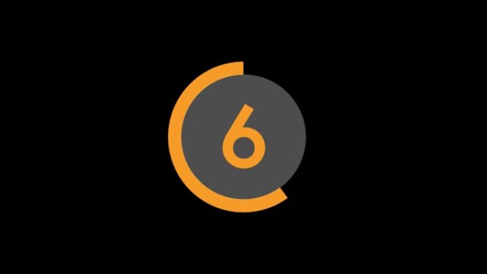 10对1简单设计的数字倒数计时器，带有橙色圆环条，易于使用的透明背景