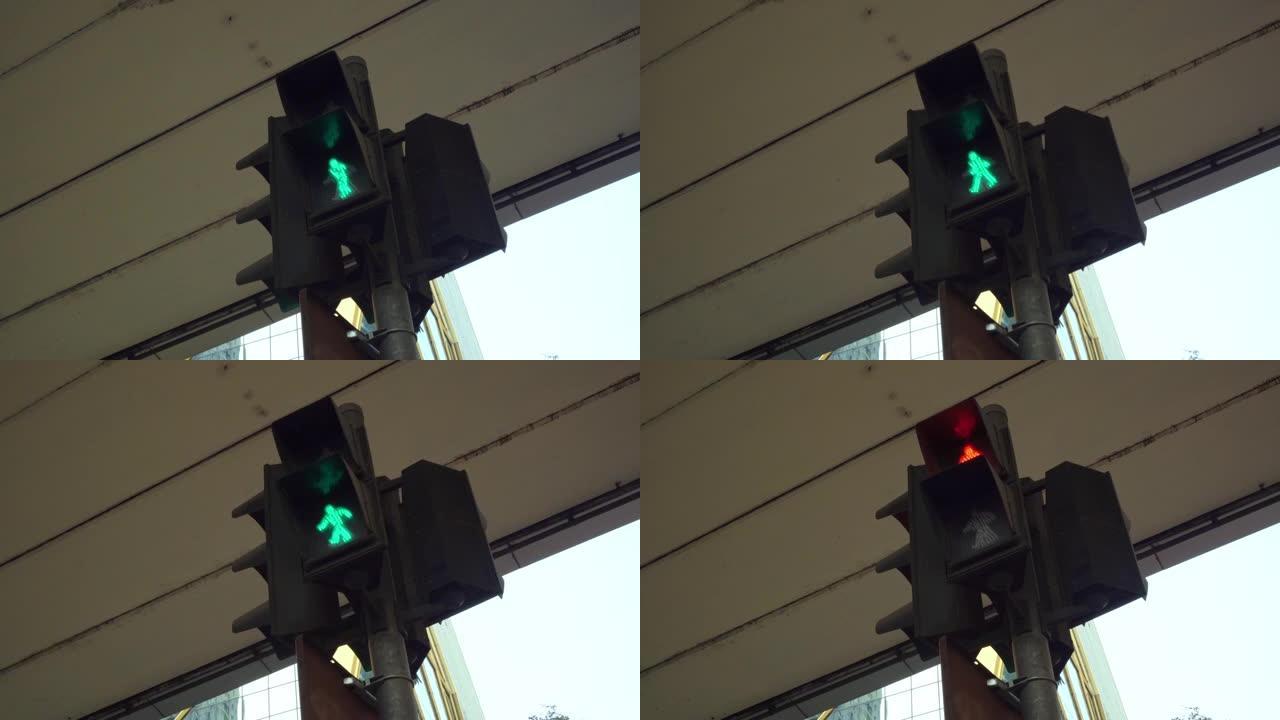 行人过路灯由绿色改为红色
