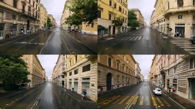 下雨时意大利的空荡街，罗马的空荡街