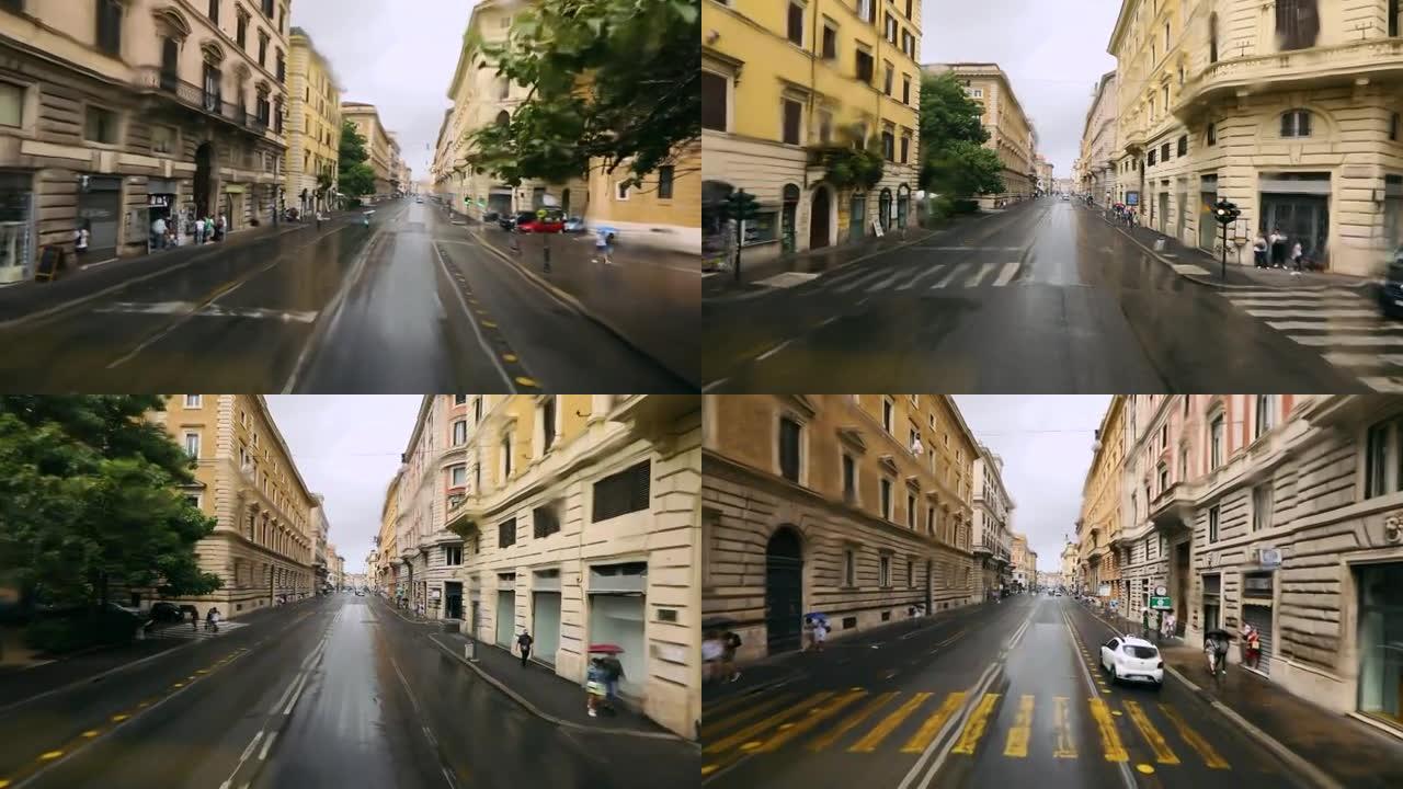下雨时意大利的空荡街，罗马的空荡街