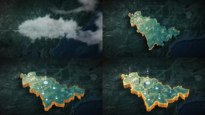 【AE模板】暗调三维卫星地图 - 吉林省