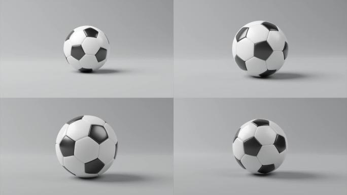 逼真的足球。足球概念。3d循环动画