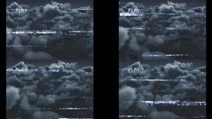 云上有故障的播放数字界面和屏幕动画