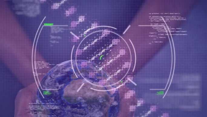 背景中dna链和地球仪的范围扫描动画