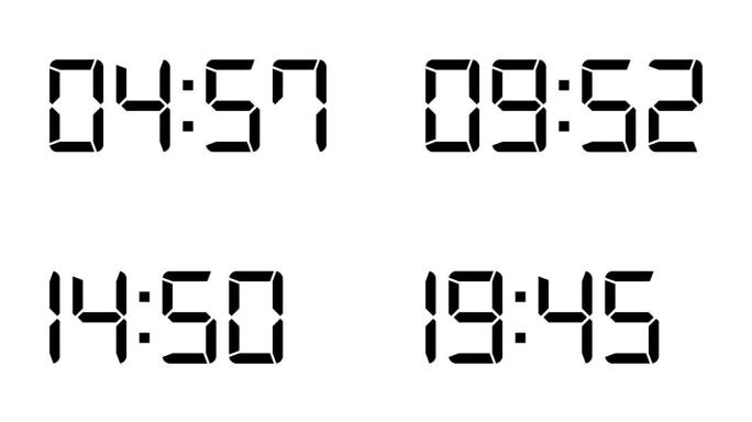 数字时钟或计算器数字隔离在白色背景上。排版像素字体