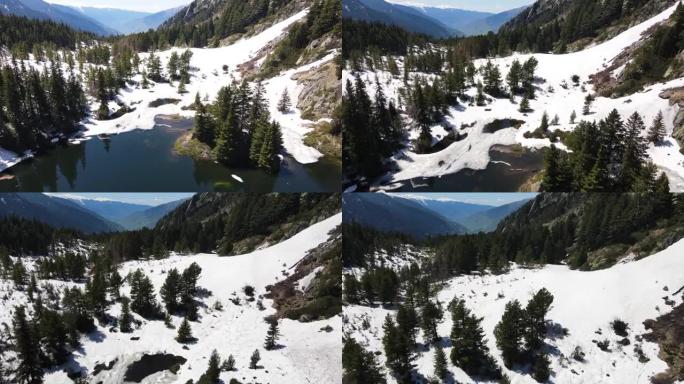 保加利亚里拉山suho托湖 (干湖) 的鸟瞰图