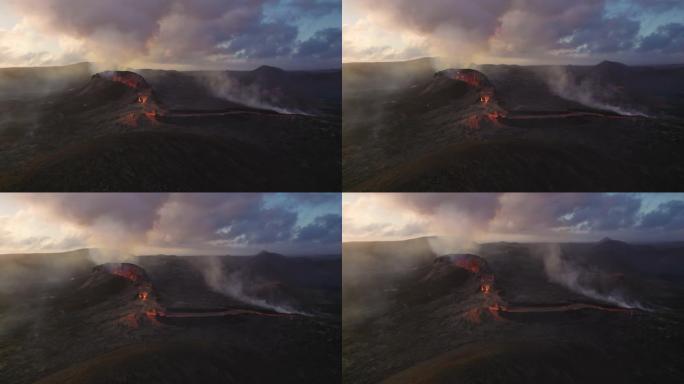 无人机爆发了fagradarsfjall火山