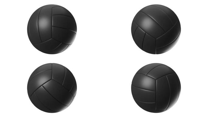 黑色排球孤立在白色背景上。