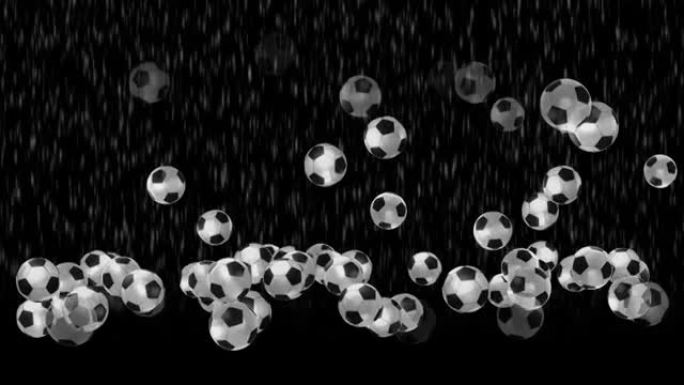 足球。掉落并从地面反弹的物体的雨水。抽象现象的动画。
