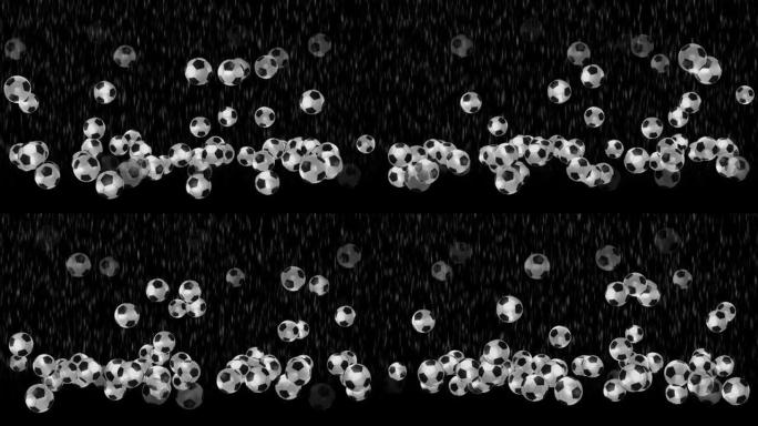 足球。掉落并从地面反弹的物体的雨水。抽象现象的动画。