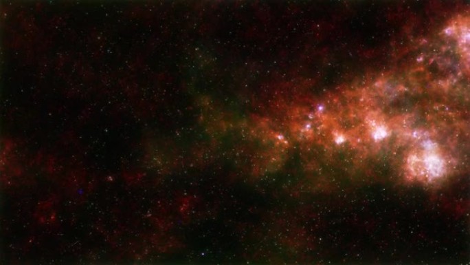 太空飞行外层太空探索前往小麦哲伦星系。4K 3D抽象科幻太空探索到矮星系的星条和尘土飞扬的翅膀。由美