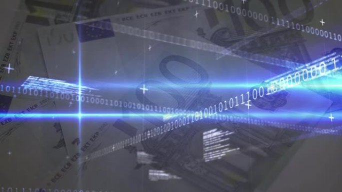 欧元纸币上的数据处理动画