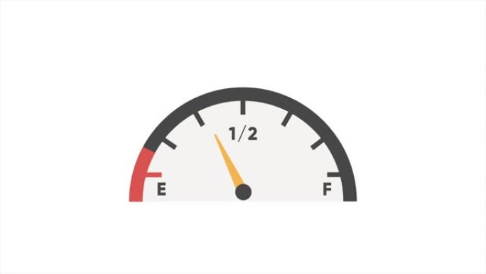 空燃油表图标。汽油指示器低。动画燃油指示器隔离在白色上。视频