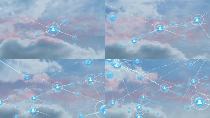 空中与人的连接网络动画图标