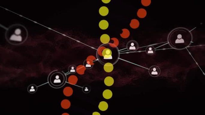 dna链在与人的连接网络上旋转的动画图标