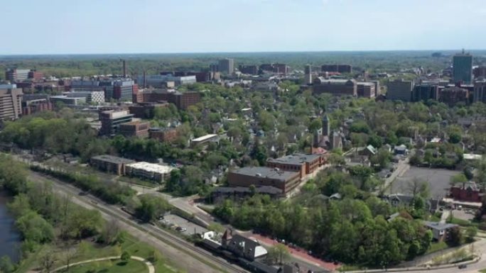 安娜堡和密歇根大学的鸟瞰图