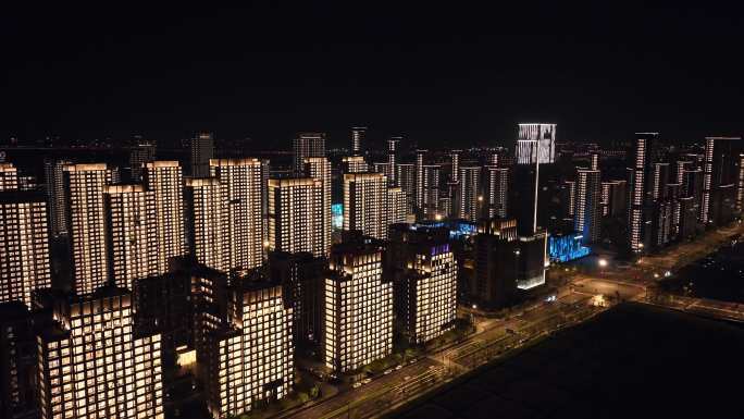 亚运村夜景航拍4K