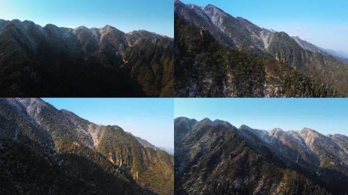 湖南邵阳洞口雪峰山蓝天雪景航拍