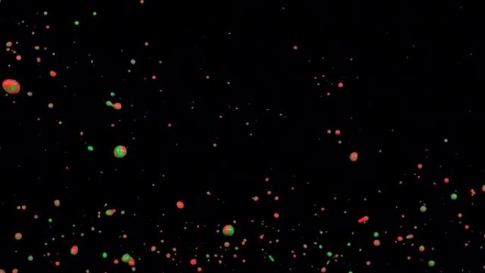 油漆从左右飞溅，红色和绿色油漆飞溅4K黑色背景与Luma通道