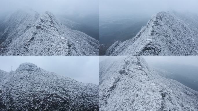 湖南邵阳洞口雪峰山雪景航拍