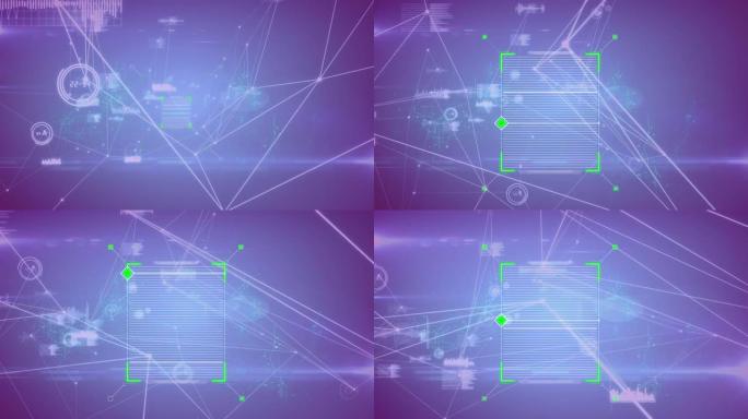 在紫色上移动的连接和数据处理网络上的范围动画