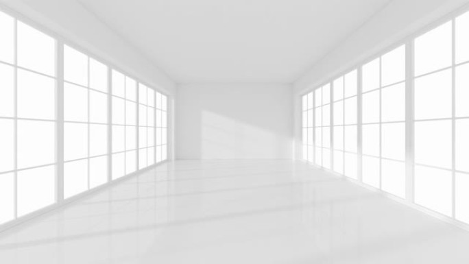白色空房间，3d渲染。
