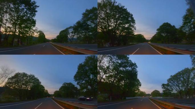 夕阳美丽的郊区路都市行车记录仪夕阳街景