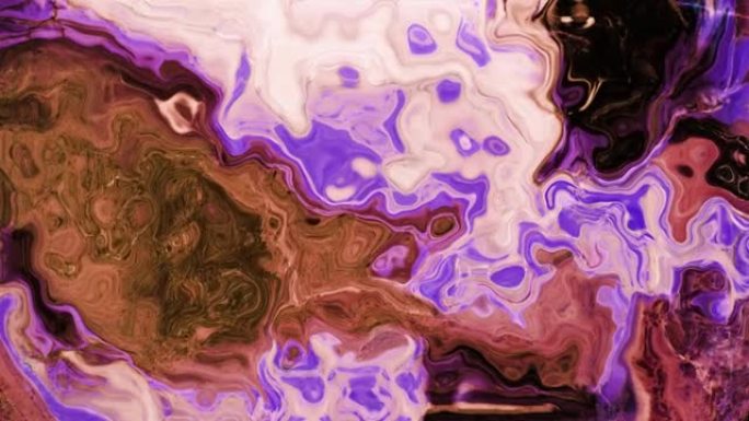 充满活力的彩色紫色液体在催眠运动中流动的动画